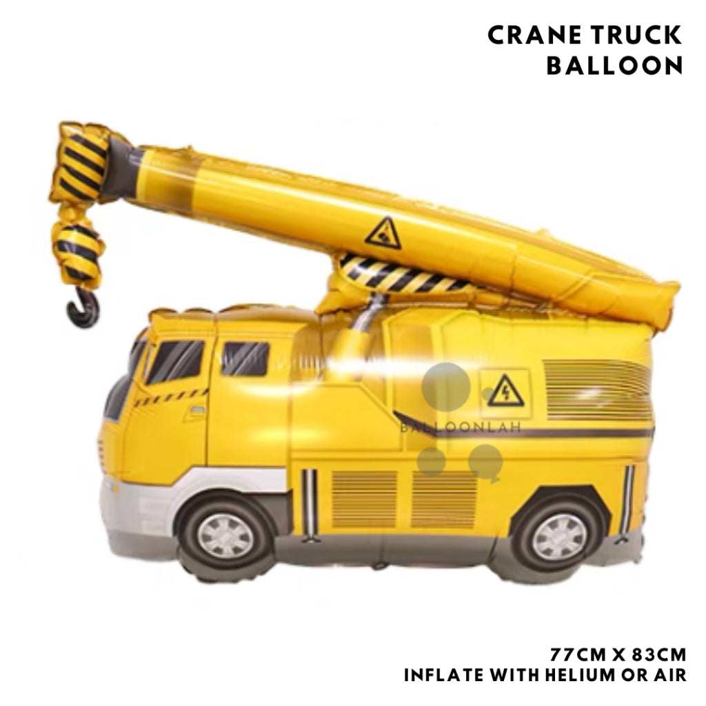 CONSTRUCTION Truck Crane Forklift Bus Balloon Garland Birthday Decoration [READY STOCK IN SG]