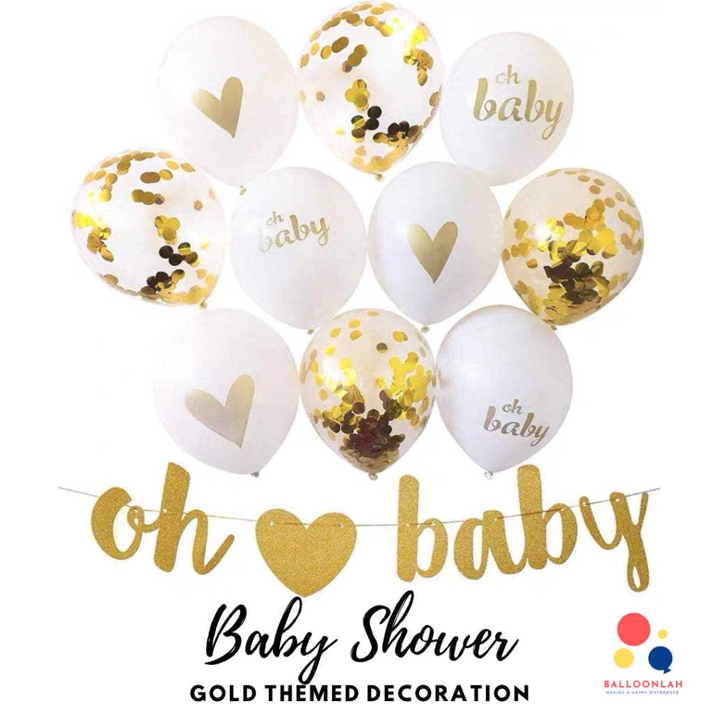 Baby Shower Gold Themed Party Decoration Balloon Set [READY STOCK IN SG]