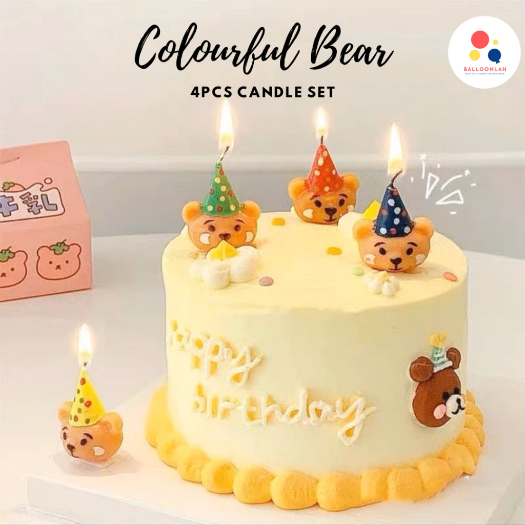Colourful Bear Candle Birthday Candles Cute [READY STOCK IN SG]