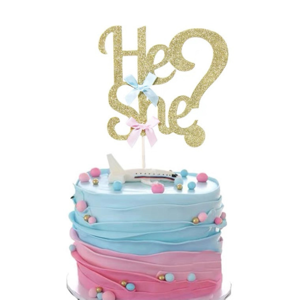 He or She Gender Reveal Cake Topper Balloon DIY [READY STOCK IN SG]