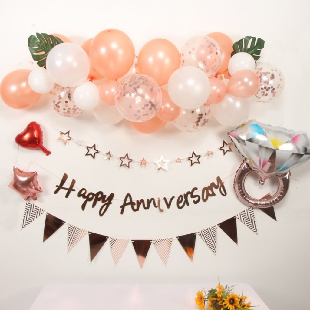 Happy Anniversary Foil Party Banner Party Bunting [READY STOCK IN SG]