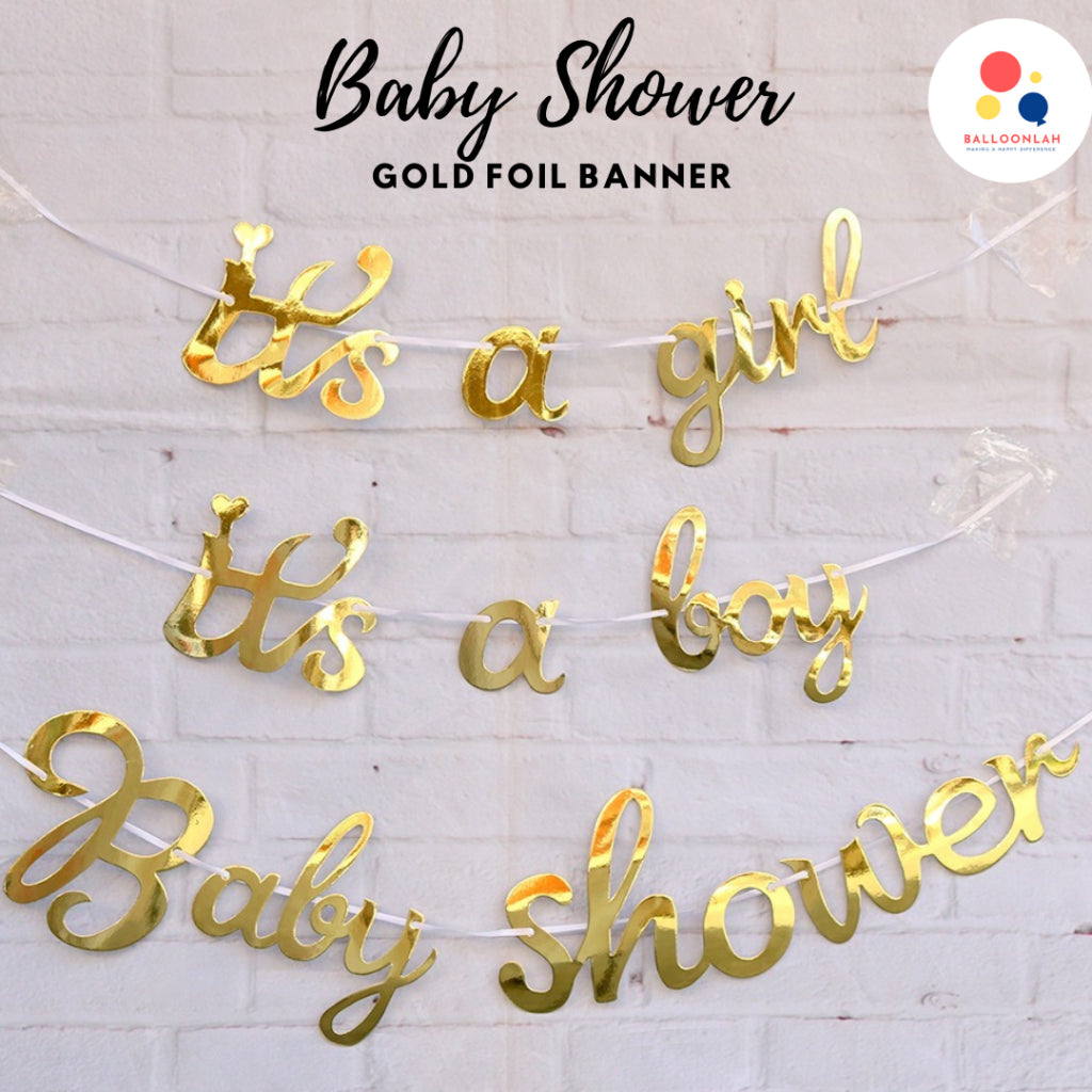 BABY SHOWER Banner Baby Girl Baby Boy Gold Foil Birthday Bunting