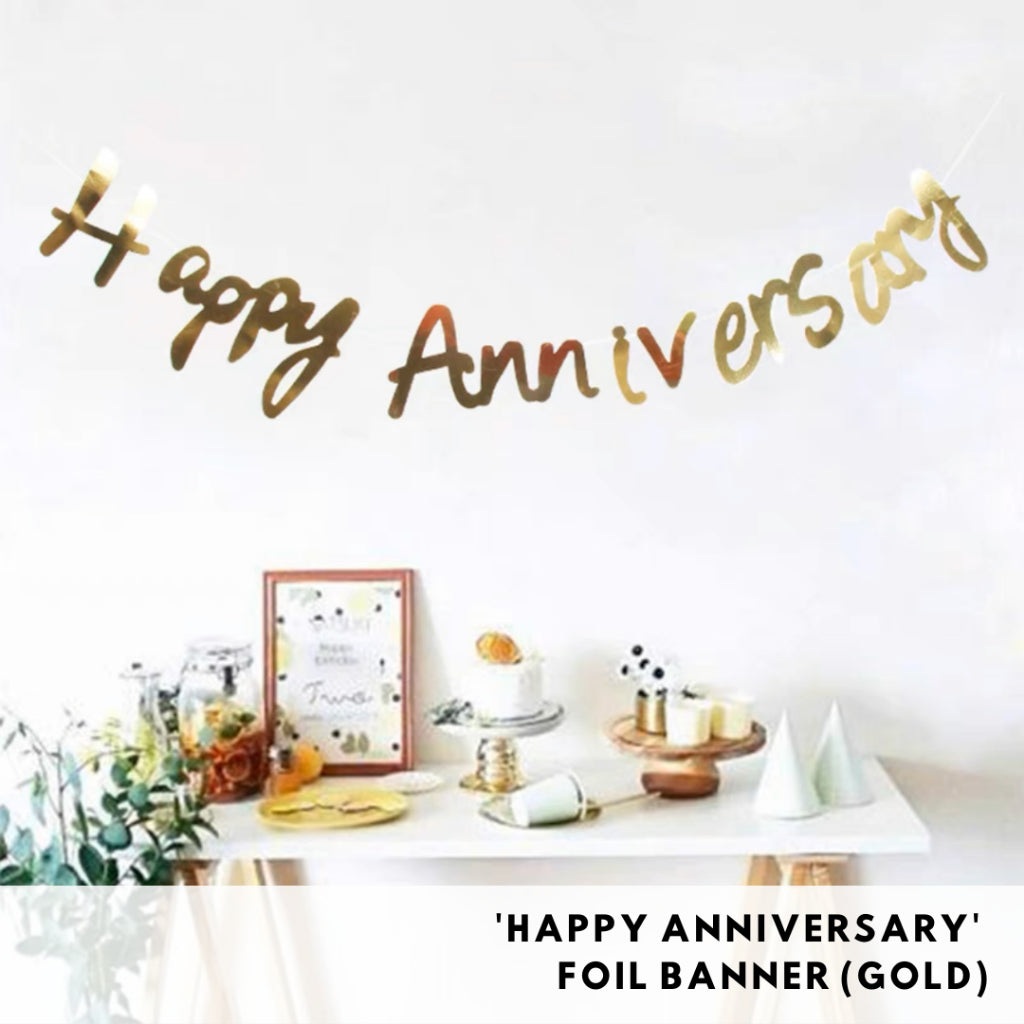 Happy Anniversary Foil Party Banner Party Bunting [READY STOCK IN SG]