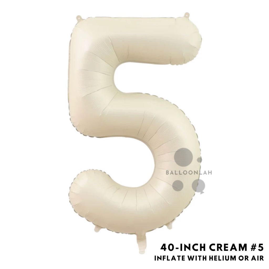 40-inch Cream Caramel Number Foil Balloons INS Helium [READY STOCK IN SG]