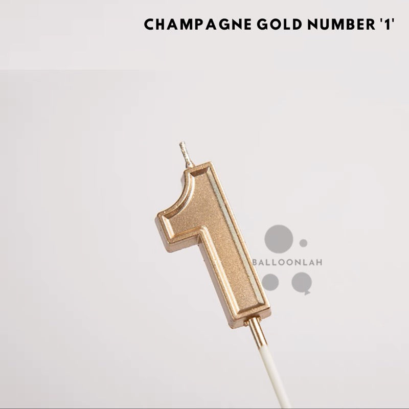 NUMBER Candle Birthday Candles Parties Champagne Gold [READY STOCK IN SG]