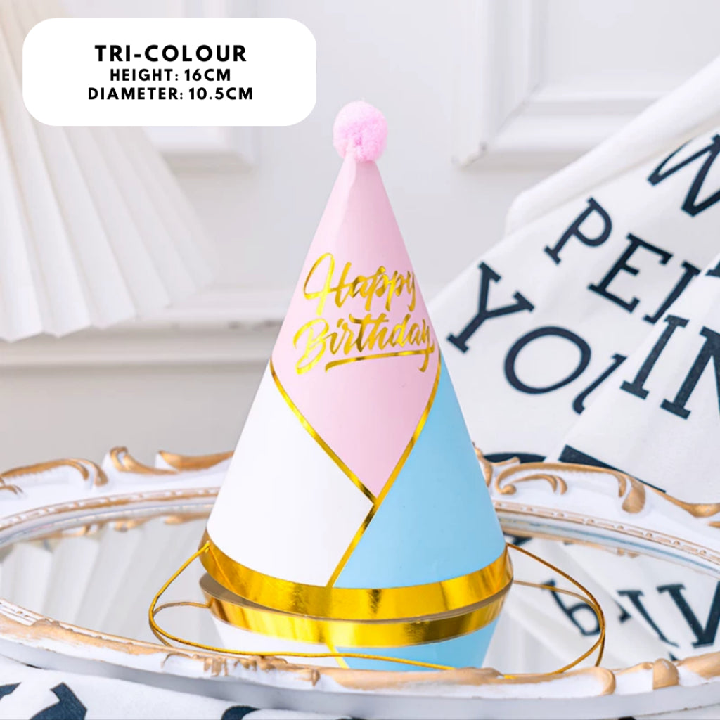 Party Hat Set Birthday Fun Gold Silver White Pink Blue [READY STOCK IN SG]