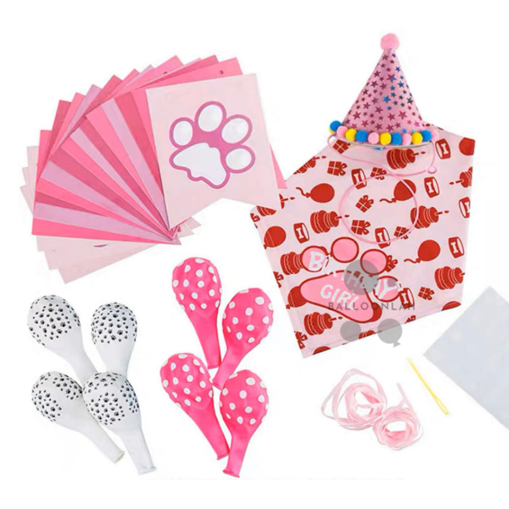 Pet Dog Cat Birthday Boy Birthday Girl Set Hat Scarf Balloons Party Bunting [READY STOCK IN SG]