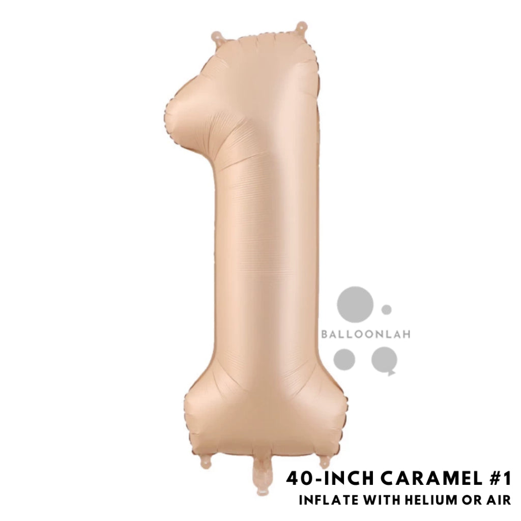 40-inch Cream Caramel Number Foil Balloons INS Helium [READY STOCK IN SG]