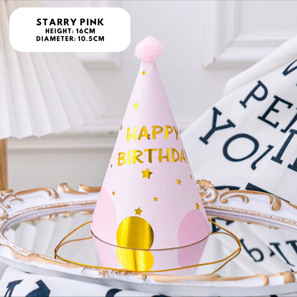 Party Hat Set Birthday Fun Gold Silver White Pink Blue [READY STOCK IN SG]