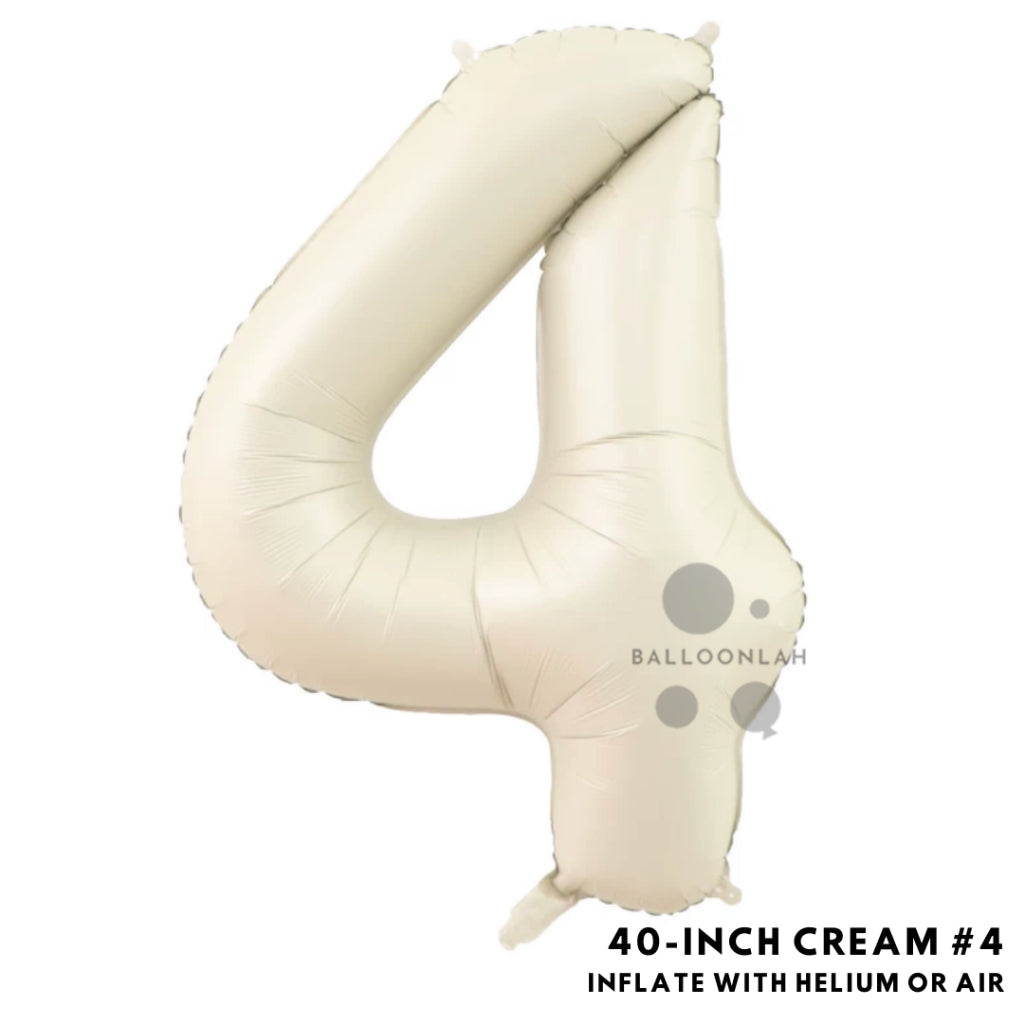 40-inch Cream Caramel Number Foil Balloons INS Helium [READY STOCK IN SG]