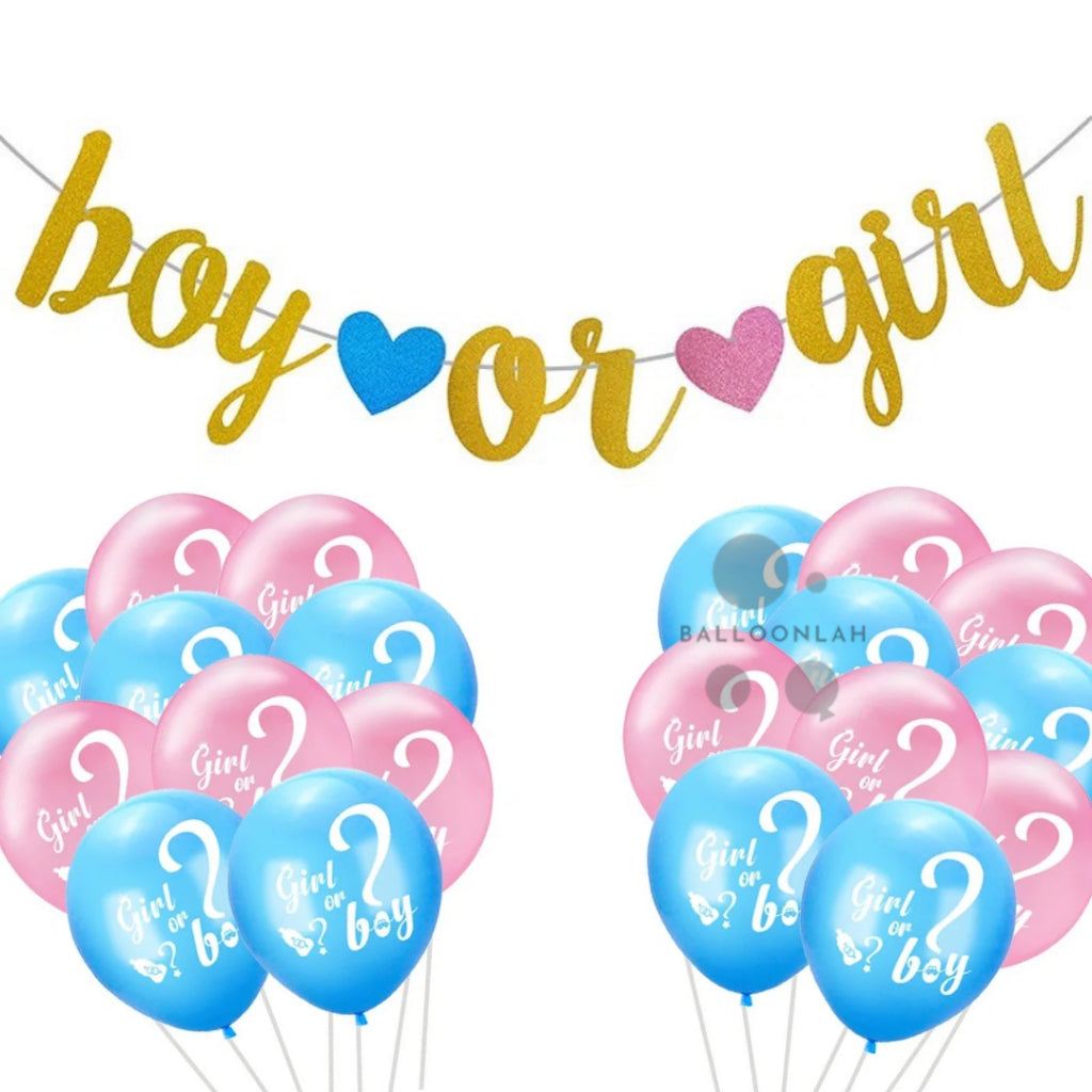 Gender Reveal Photo Backdrop Set Decoration Balloon Set Baby Shower [READY STOCK IN SG]