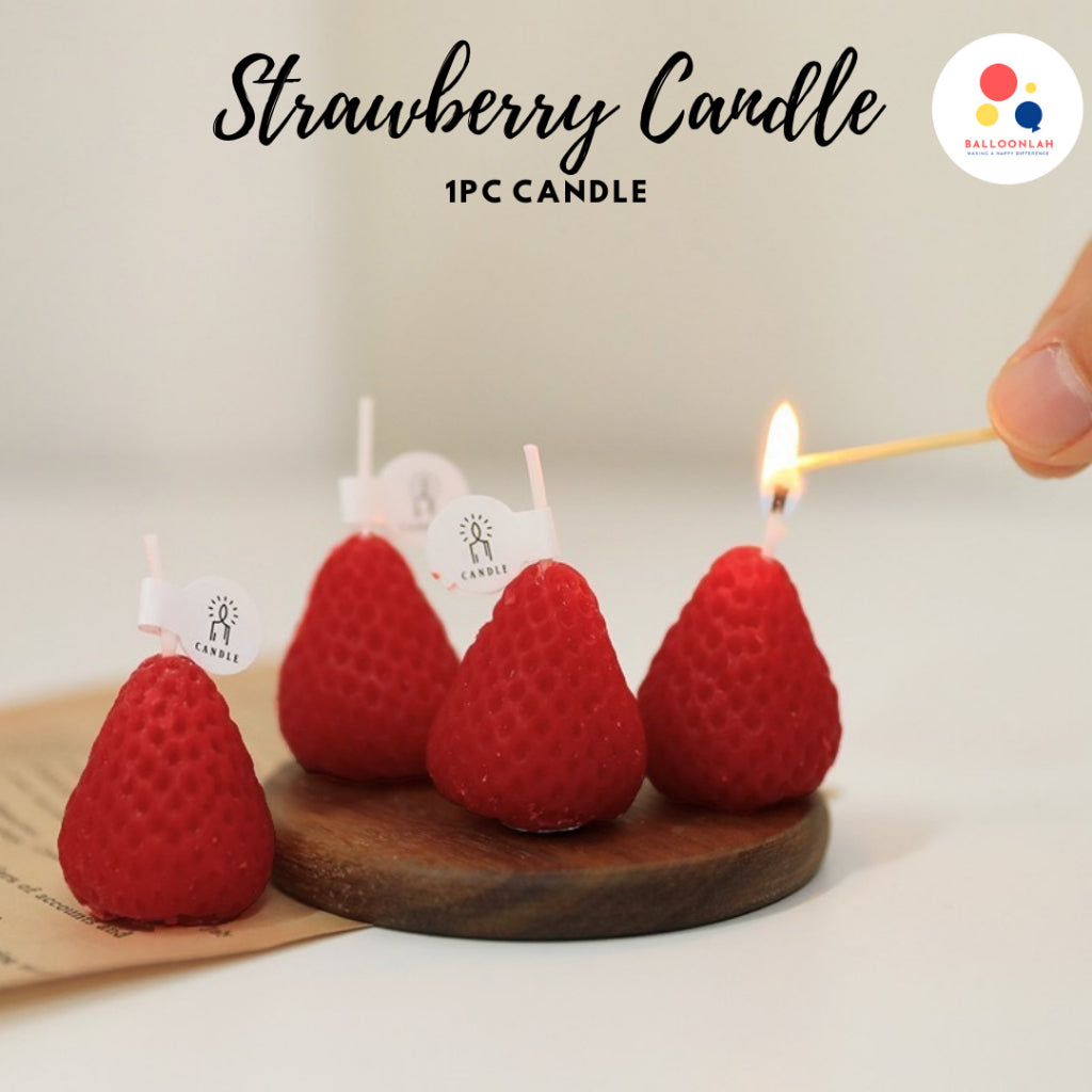 Strawberry Candle Birthday Candles Cute [READY STOCK IN SG]