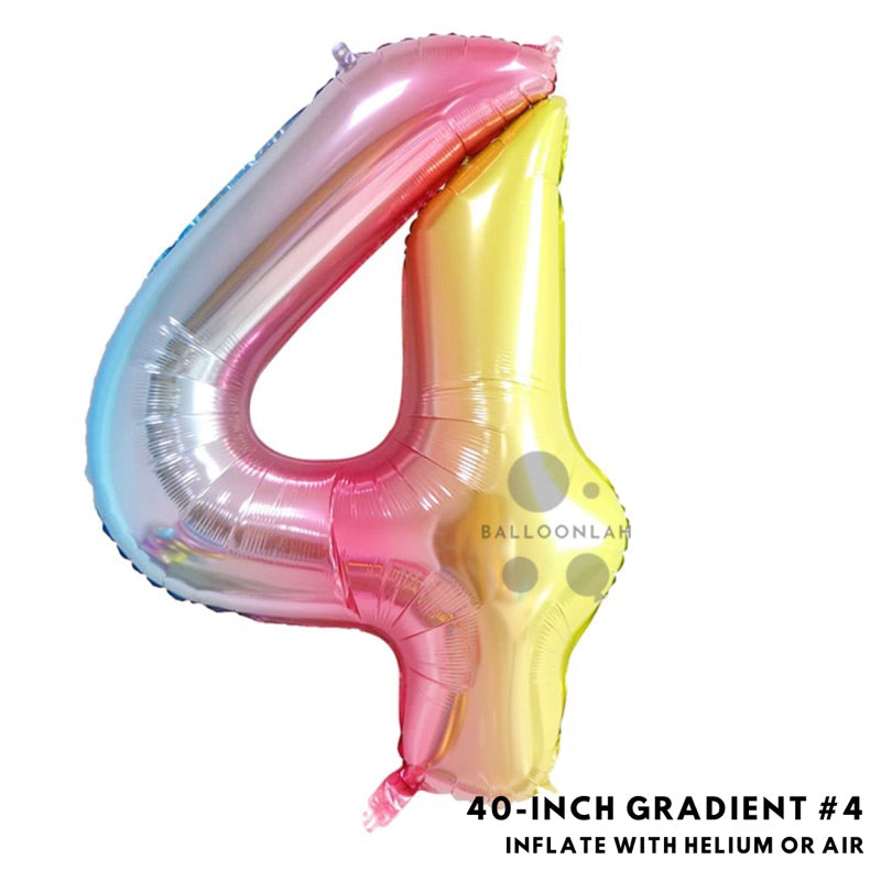 40-inch Gradient Number Foil Balloons Helium [READY STOCK IN SG]