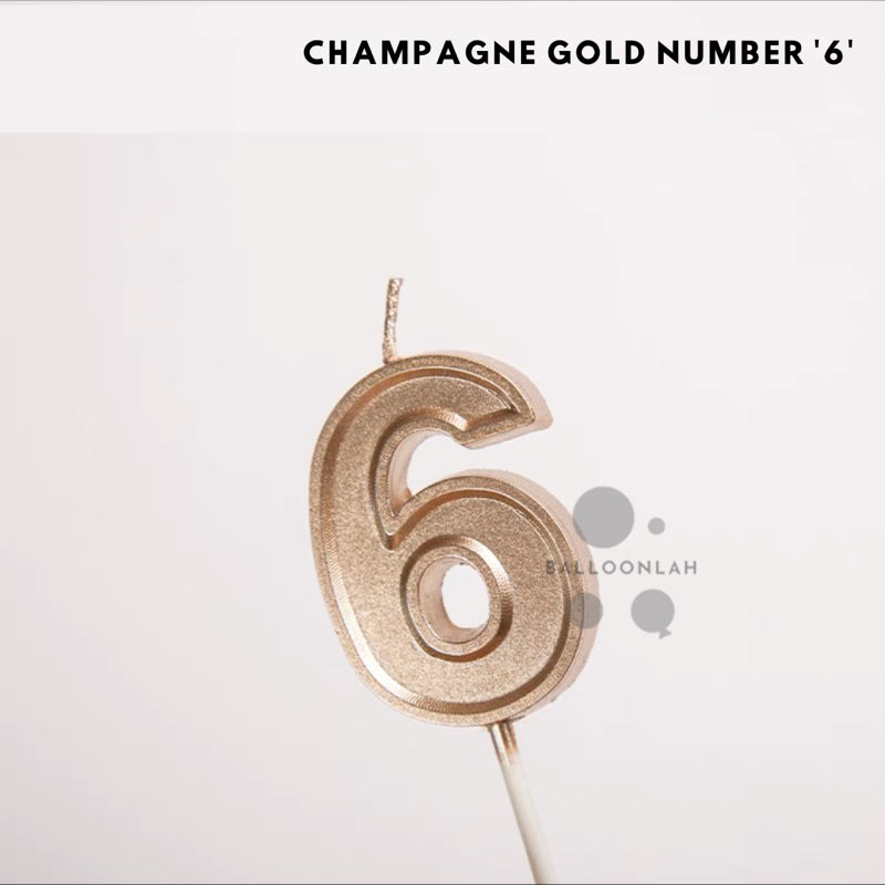 NUMBER Candle Birthday Candles Parties Champagne Gold [READY STOCK IN SG]