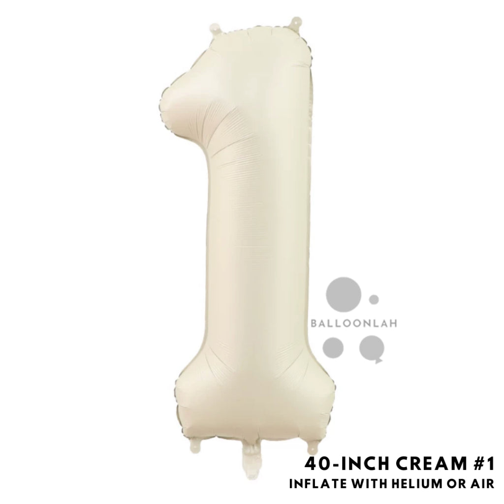 40-inch Cream Caramel Number Foil Balloons INS Helium [READY STOCK IN SG]