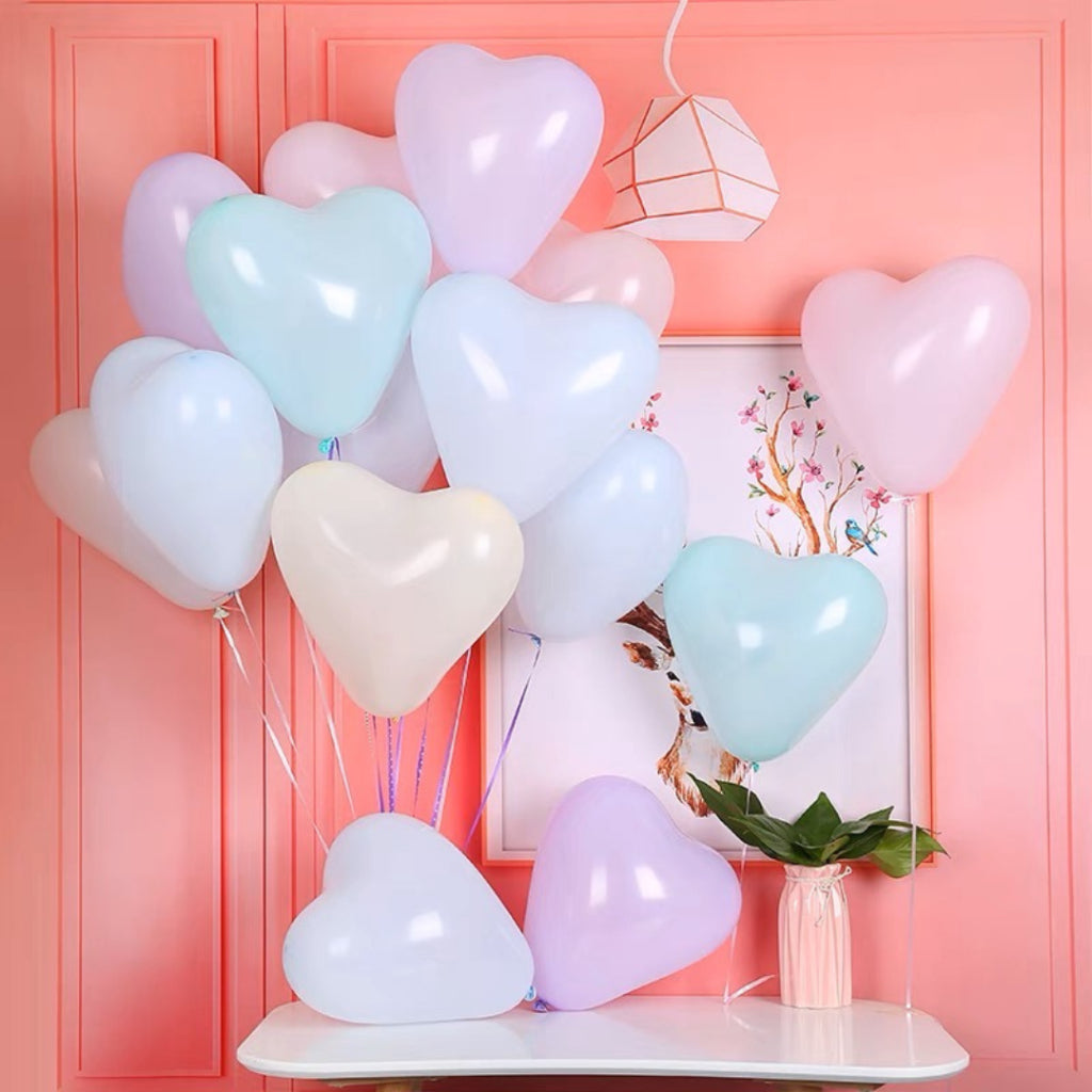 12” Pastel Colour Helium Heart Latex Balloons [READY STOCK IN SG]