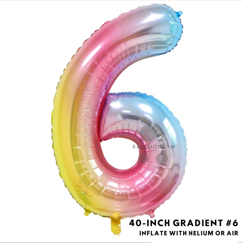 40-inch Gradient Number Foil Balloons Helium [READY STOCK IN SG]
