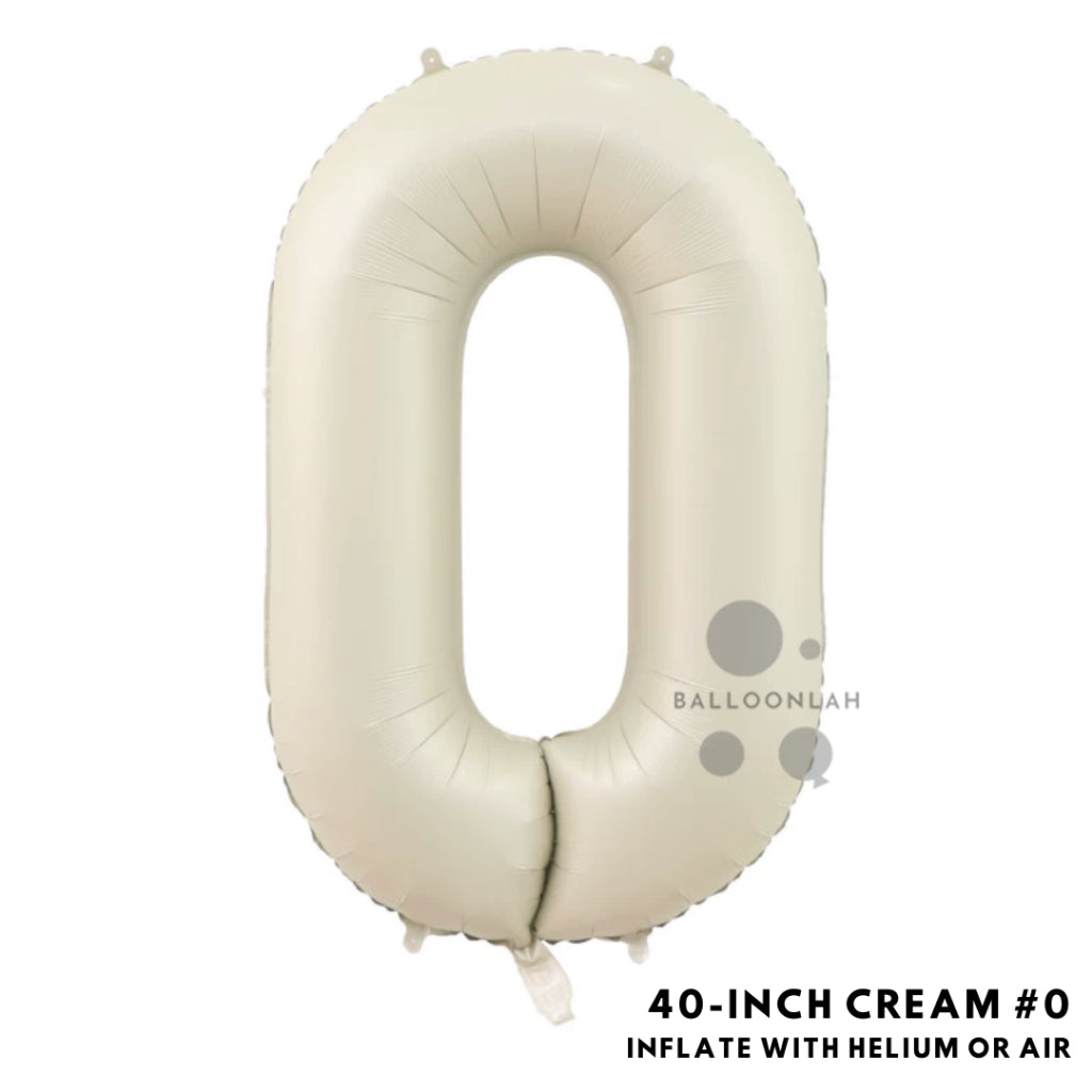 40-inch Cream Caramel Number Foil Balloons INS Helium [READY STOCK IN SG]