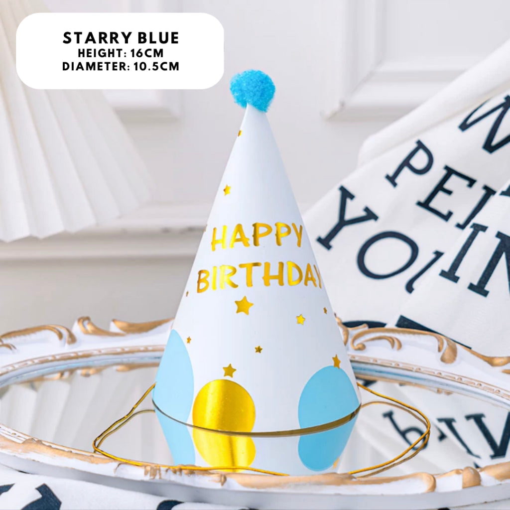 Party Hat Set Birthday Fun Gold Silver White Pink Blue [READY STOCK IN SG]