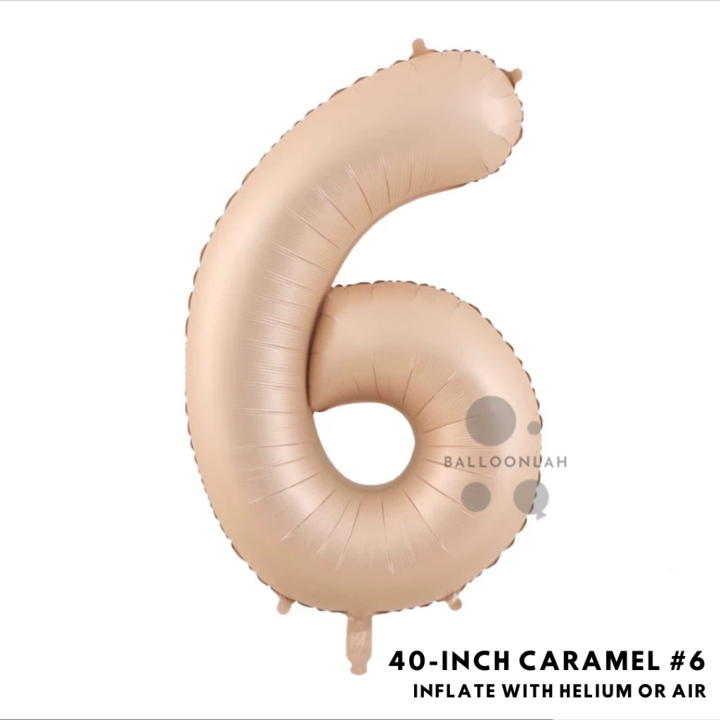 40-inch Cream Caramel Number Foil Balloons INS Helium [READY STOCK IN SG]