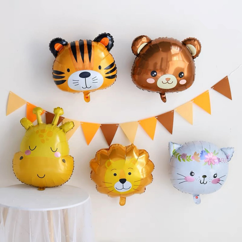 CUTE ANIMAL Foil Balloon Bear Giraffe Lion Panda Tiger Birthday Decoration Animals [READY STOCK IN SG]