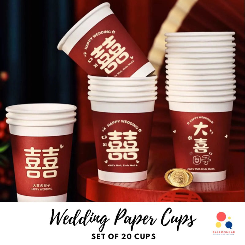 20pcs Wedding Tea Cups Paper Cups Chinese Tea Ceremony [READY STOCK IN SG]