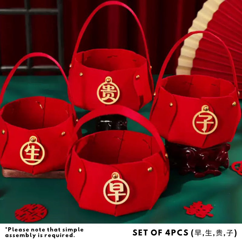 4pcs Wedding Basket Set Guo Da Li Chinese Wedding Ceremony [READY STOCK IN SG]