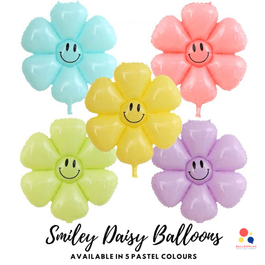 🌼 SMILEY DAISY Pastel Colour Balloon Birthday Decoration [READY STOCK IN SG]