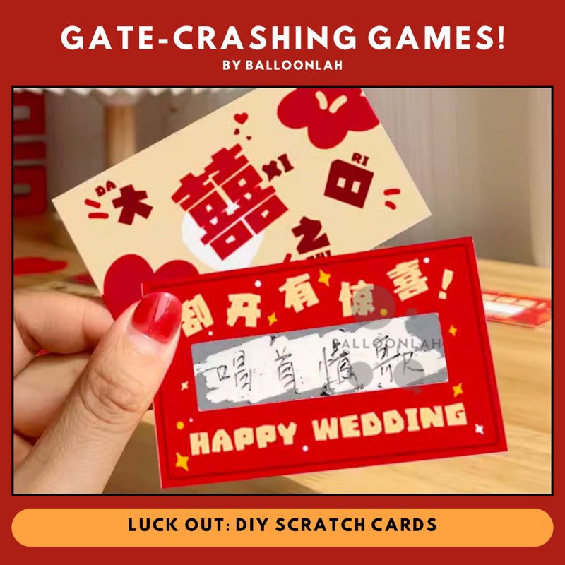 10pcs DIY Scratch Cards Chinese Wedding Gate-crashing Games [READY STOCK IN SG]