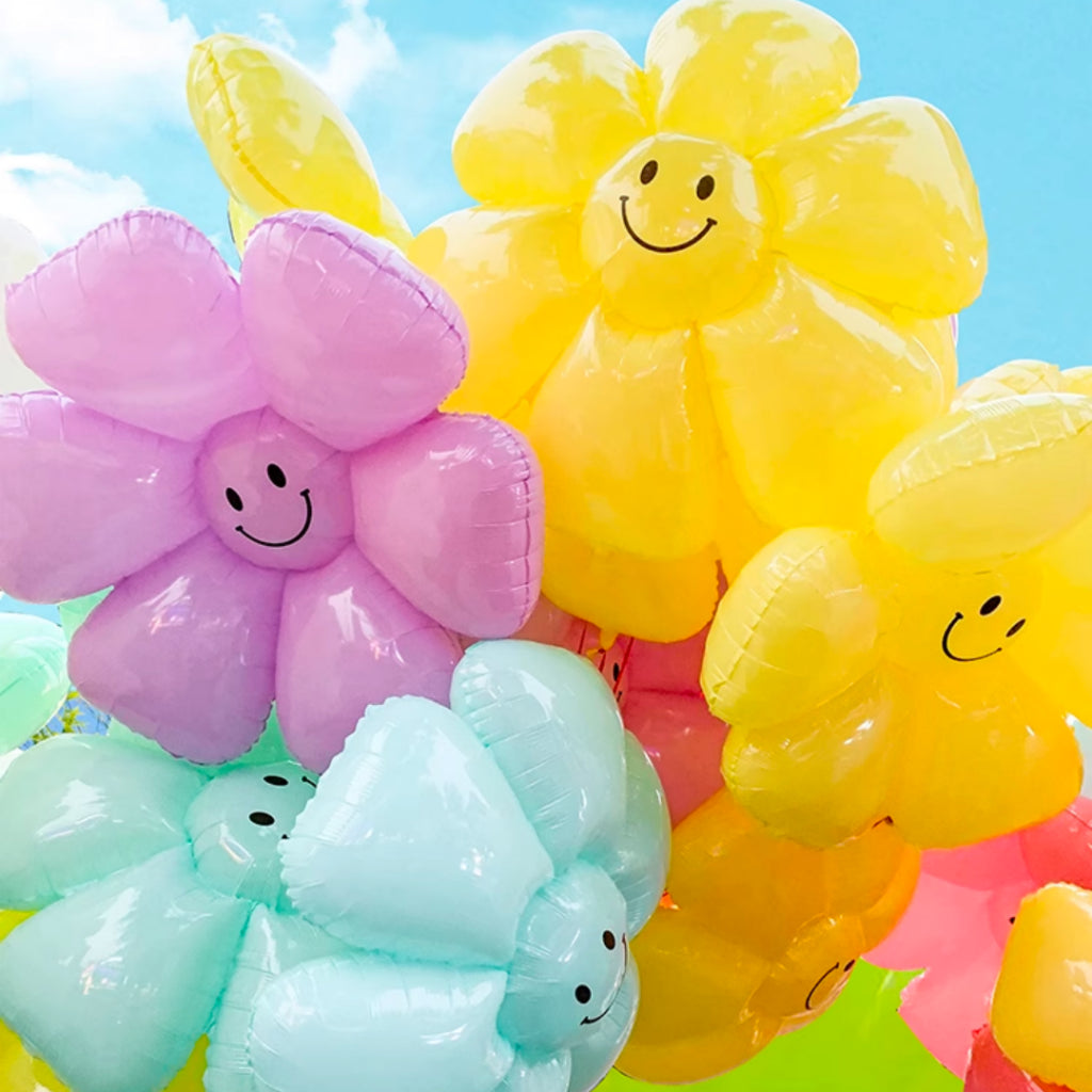 🌼 SMILEY DAISY Pastel Colour Balloon Birthday Decoration [READY STOCK IN SG]