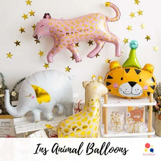 INS ANIMAL Foil Balloon Giraffe Leopard Dog Birthday Decoration Animals [READY STOCK IN SG]