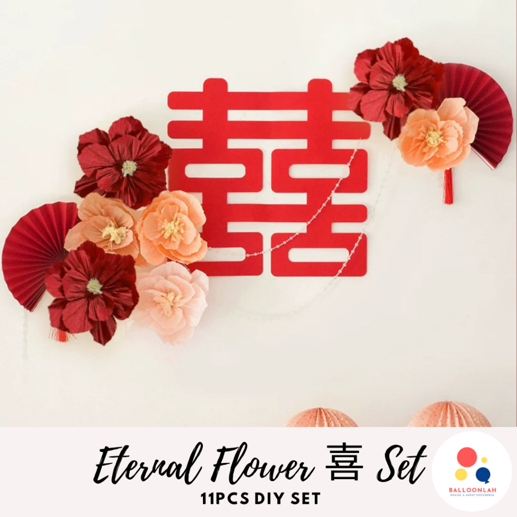 Wedding Decoration Set Eternal Flower DIY Set Chinese Xi Word Guo Da Li [READY STOCK IN SG]