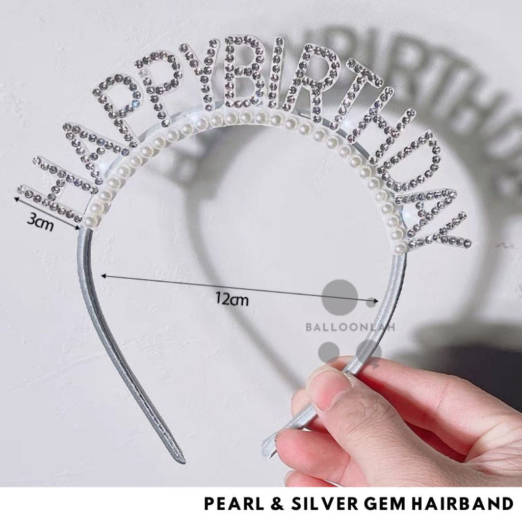 Pearl Gem Birthday Hairband Party Hairband Headband [READY STOCK IN SG]