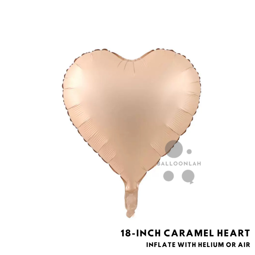 Ins 18-inch Heart Foil Balloon Cream Caramel Retro Muted INS Helium [READY STOCK IN SG]