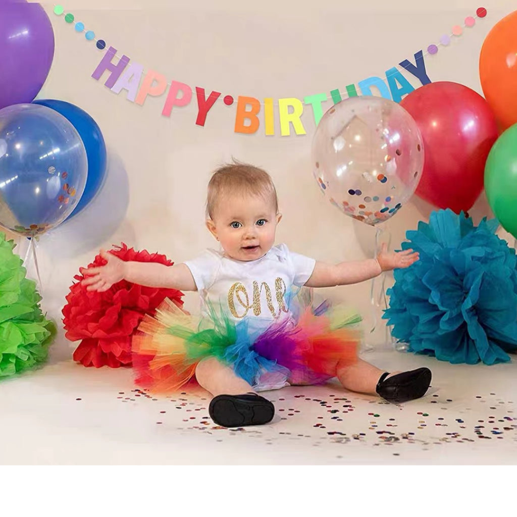 🌈 Happy Birthday Banner Rainbow Dots