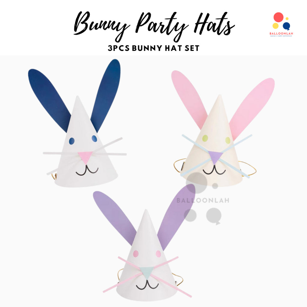 3pcs Bunny Party Hat Set Birthday Fun [READY STOCK IN SG]