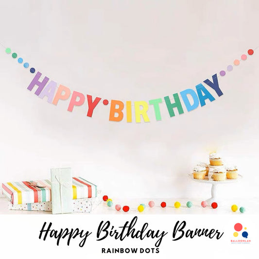 🌈 Happy Birthday Banner Rainbow Dots