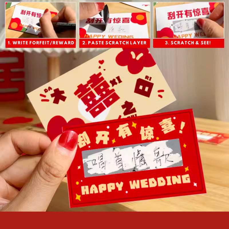 10pcs DIY Scratch Cards Chinese Wedding Gate-crashing Games [READY STOCK IN SG]
