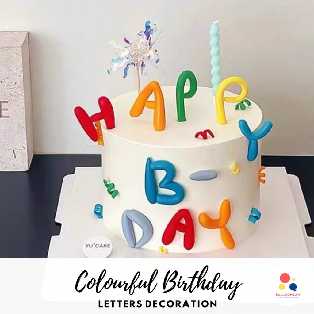 Colourful Happy Birthday Letter Decoration Cake Topper Rainbow  [READY STOCK IN SG]